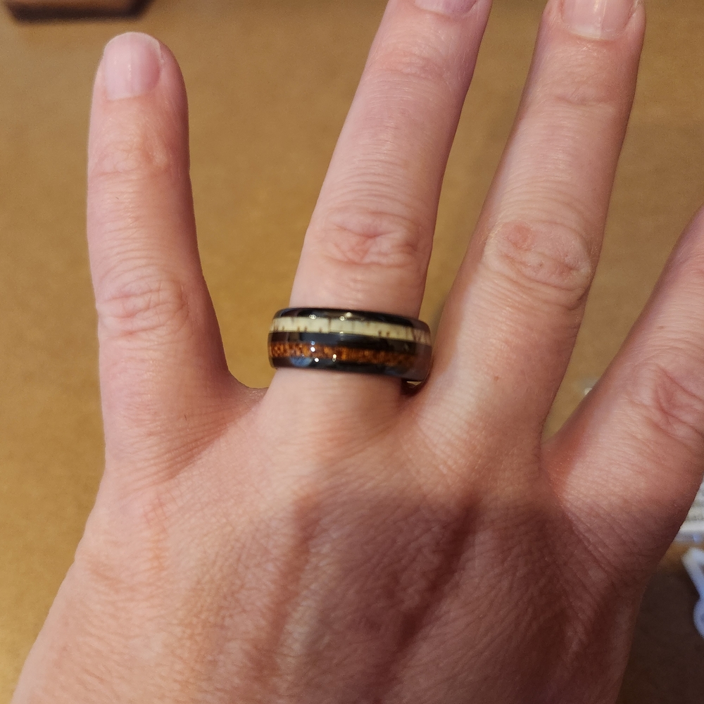 Men's Black and Brown Ring